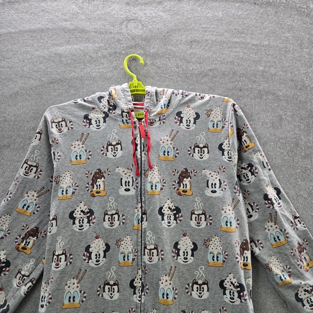 Disney Parks Men Sleepwear XL Gray One‎ Piece Pajamas Mickey Jumpsuit - Picture 7 of 15